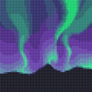 Aurora boreal sobre as montanhas