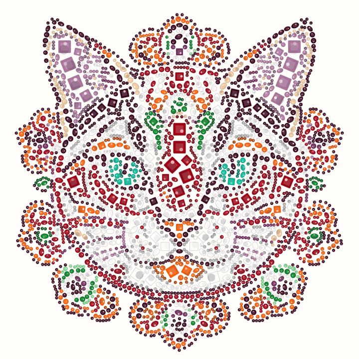 Gata num círculo estampado