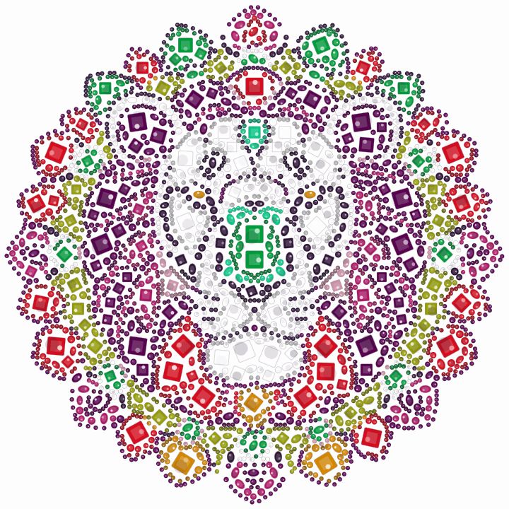 Leão numa guirlanda de flores