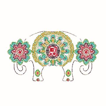 Elefante branco com rosetas