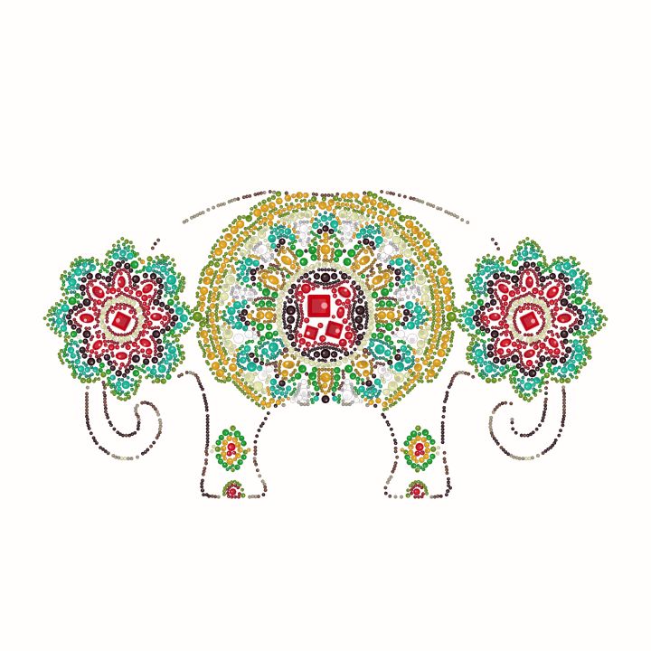 Elefante branco com rosetas