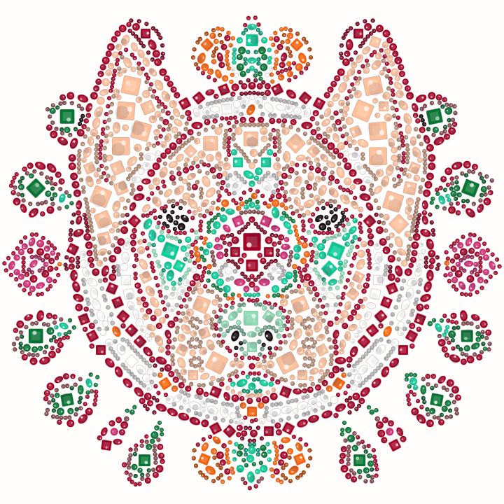 Cachorro numa guirlanda de flores