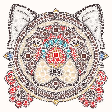 Cachorro numa moldura redonda